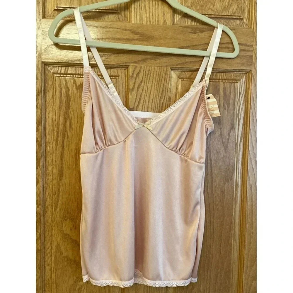 Midnight Coco Womens Top Size Large Pink Lace Camisole Slip Babydoll